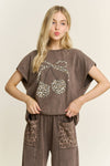 Mineral Washed Leopard Animal Cherry Graphic