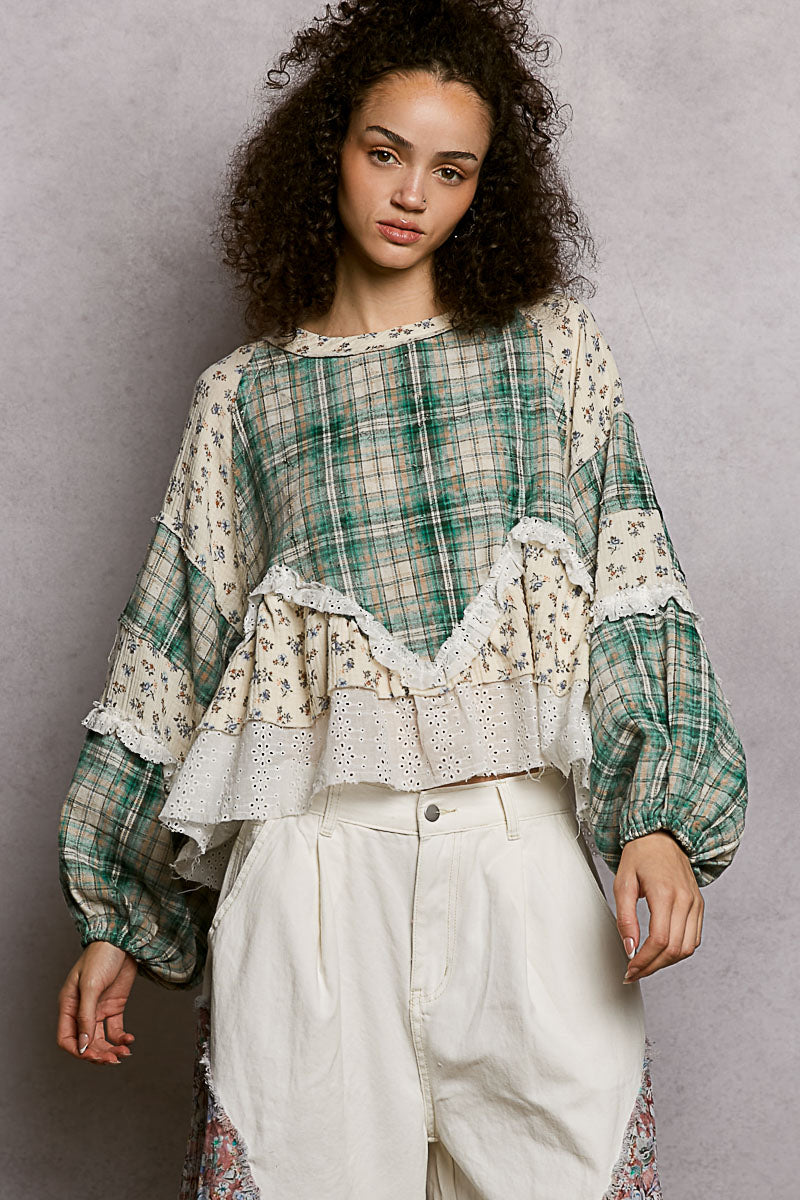 Romantic Plaid Top