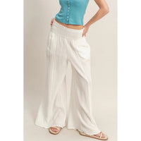 Smocked Waist Wide-Leg Pants