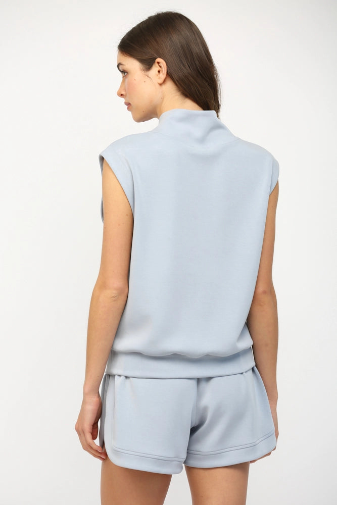 Modal Blend Sleeveless Zip-Up Top
