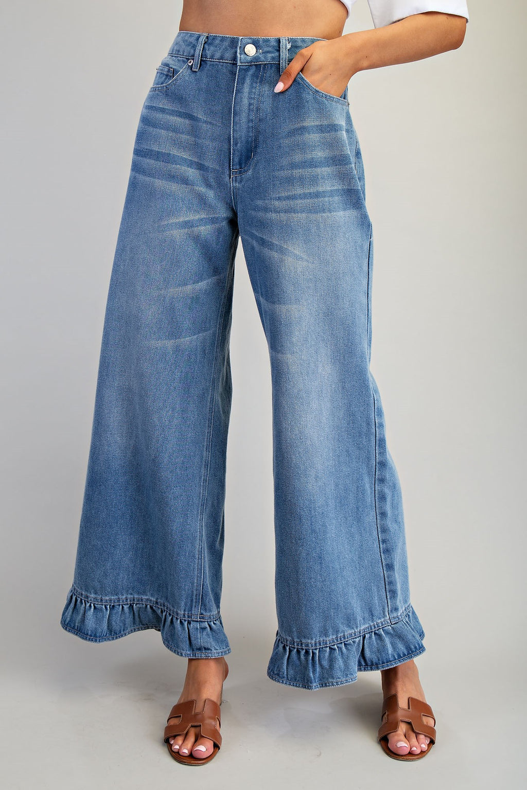 Stone Ruffle Hem Denim Jeans for Women – Molly Malone's Boutique