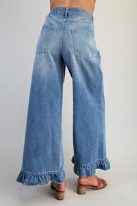 Stone Ruffle Hem Denim Jeans for Women