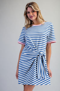 Striped Waist Tie Mini Dress