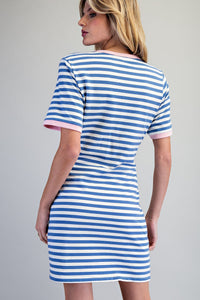 Striped Waist Tie Mini Dress