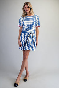 Striped Waist Tie Mini Dress
