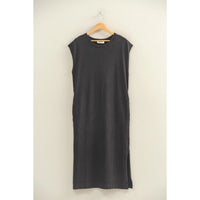 Mineral Wash Cap Sleeve Midi Dress
