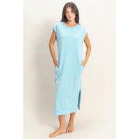 Mineral Wash Cap Sleeve Midi Dress