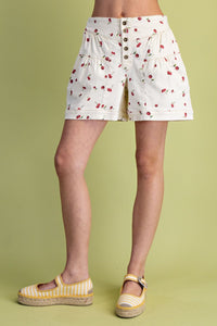 Cherry Print Washed Twill Top and Shorts *Sold Separately