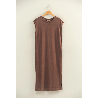 Mineral Wash Cap Sleeve Midi Dress