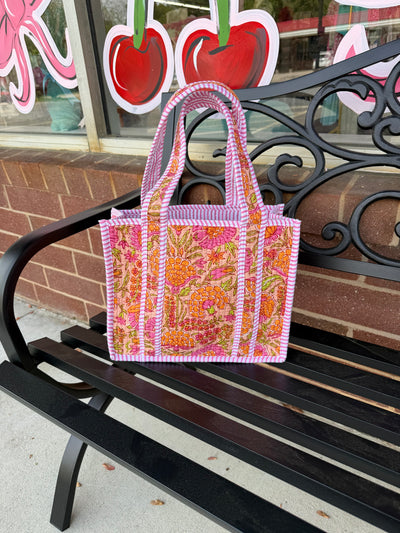 Quilted Floral Mini Tote