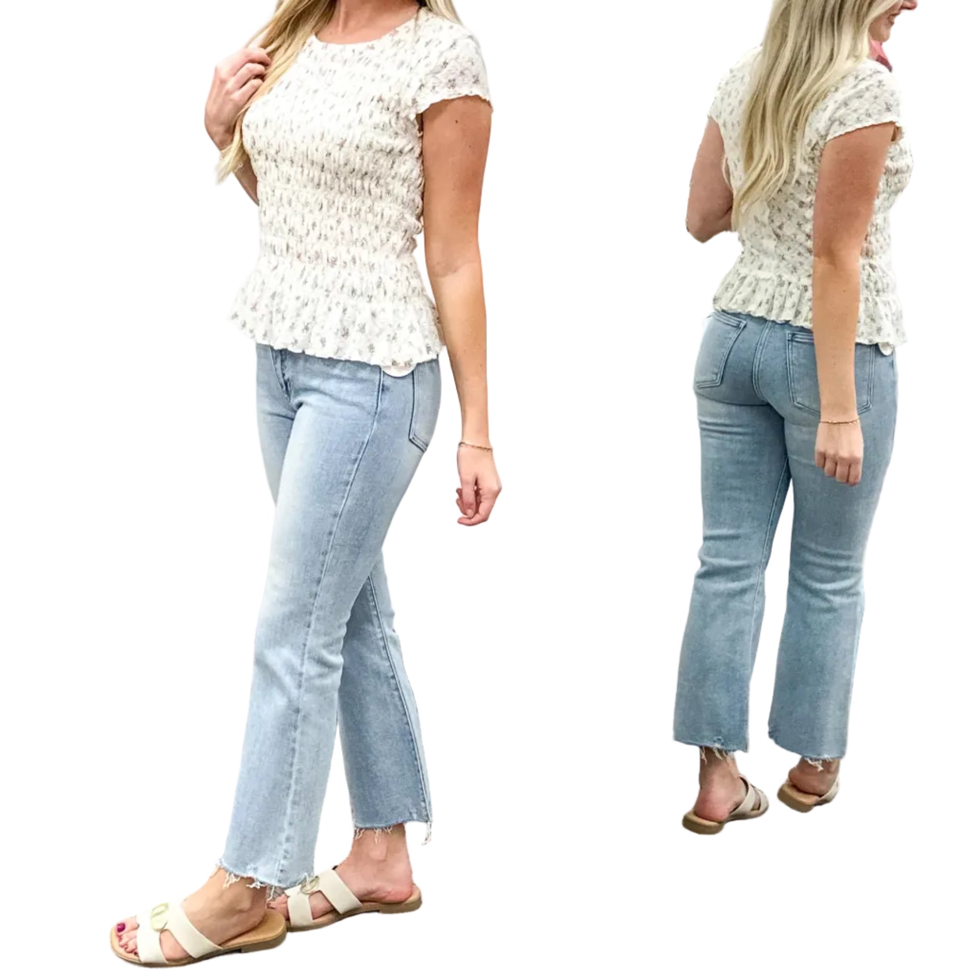 Floral Print Smocked Top for Women