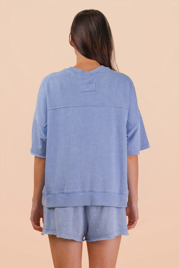Mineral Washed Knit Casual Top & Shorts