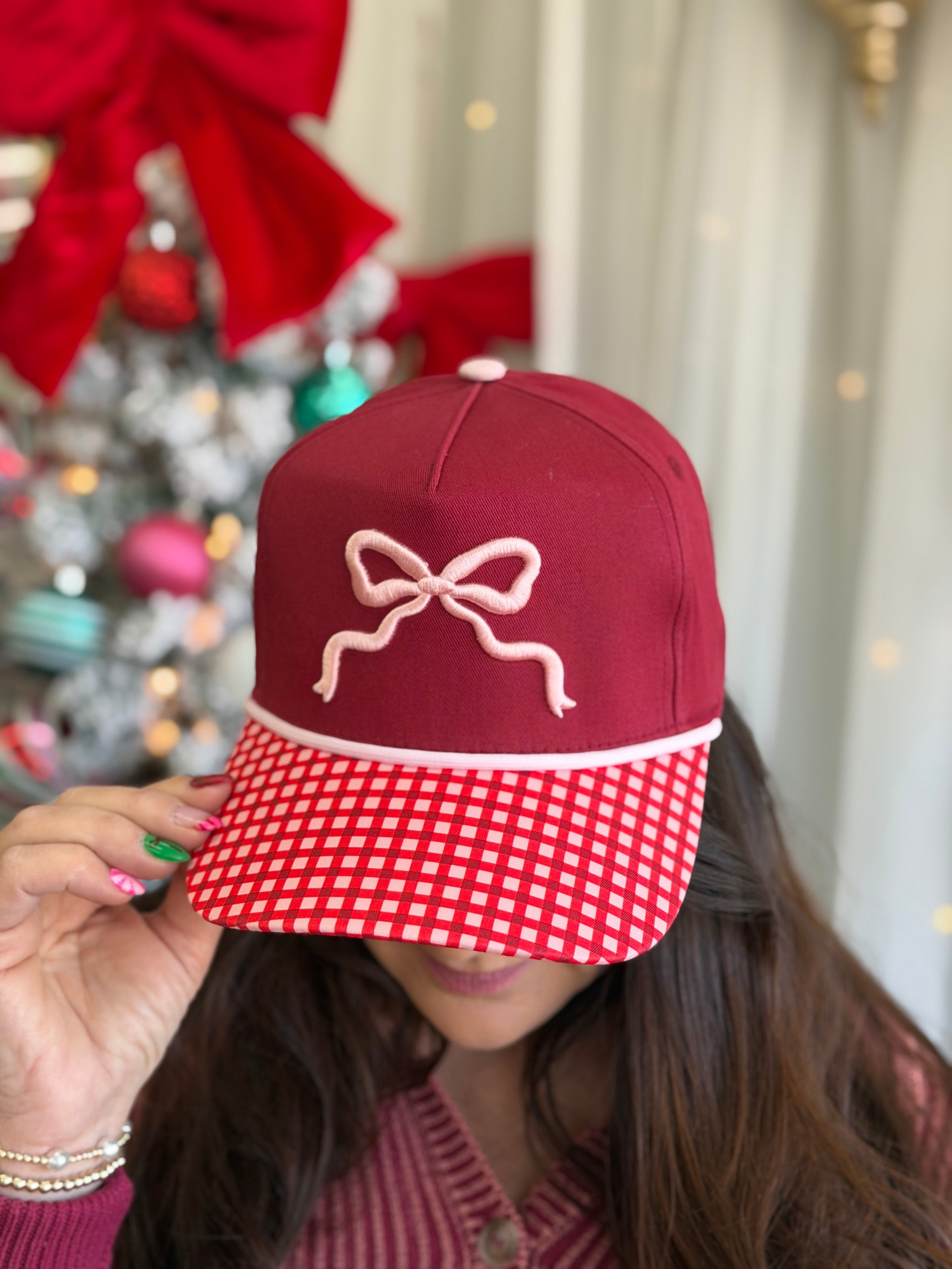 Burgundy Bow Hat