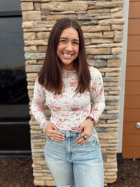 Pink Skies Floral Mesh Top