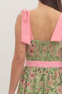 Botanical Print Sleeveless Midi Dress