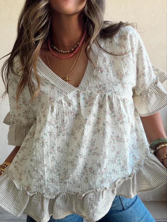 Floral Printed Ruffle Hem Top