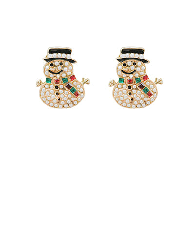 Snowman Beaded Stud Earrings *Final Sale*