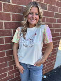 Pumpkin Sequined Top