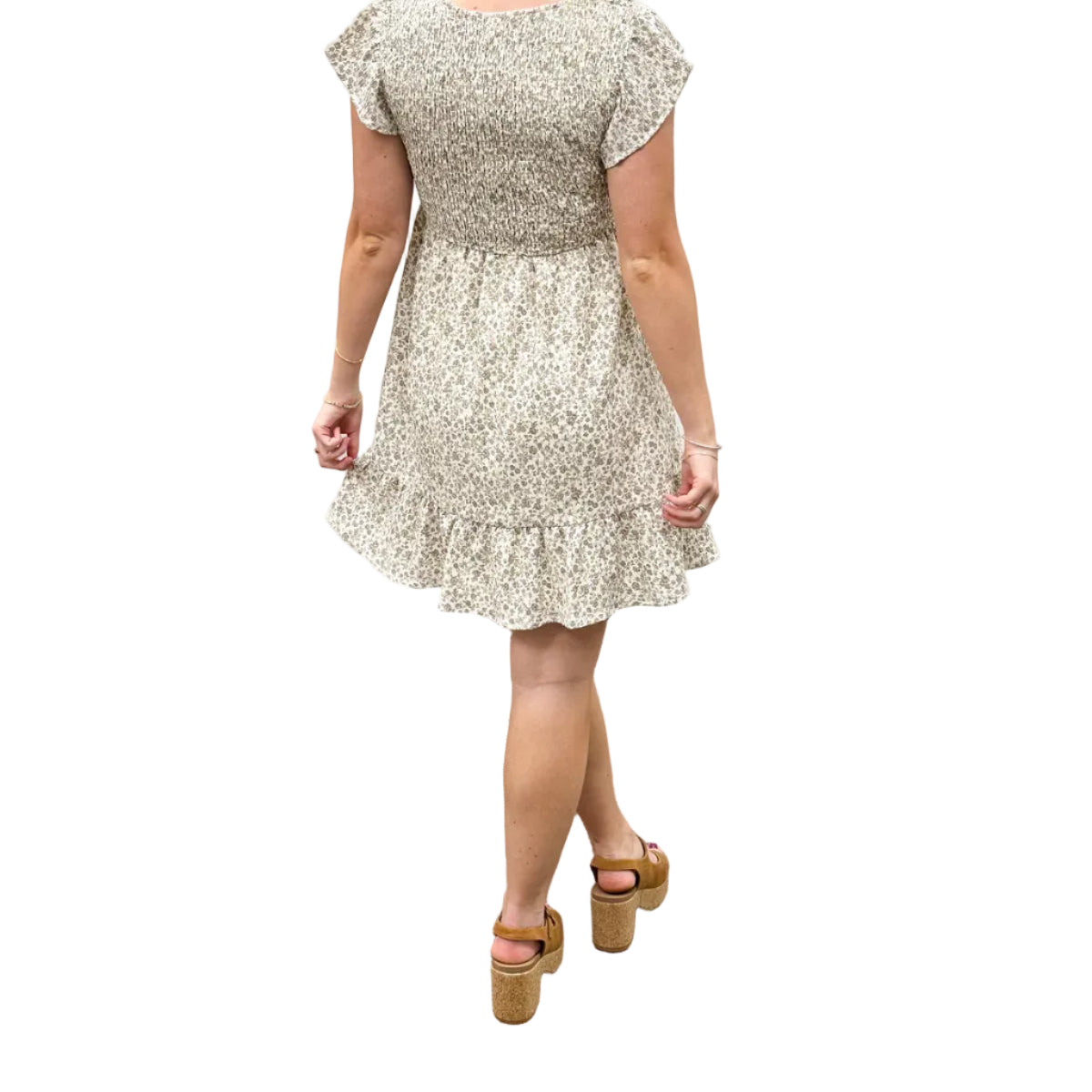 Taupe Floral Print Mini Dress for Women