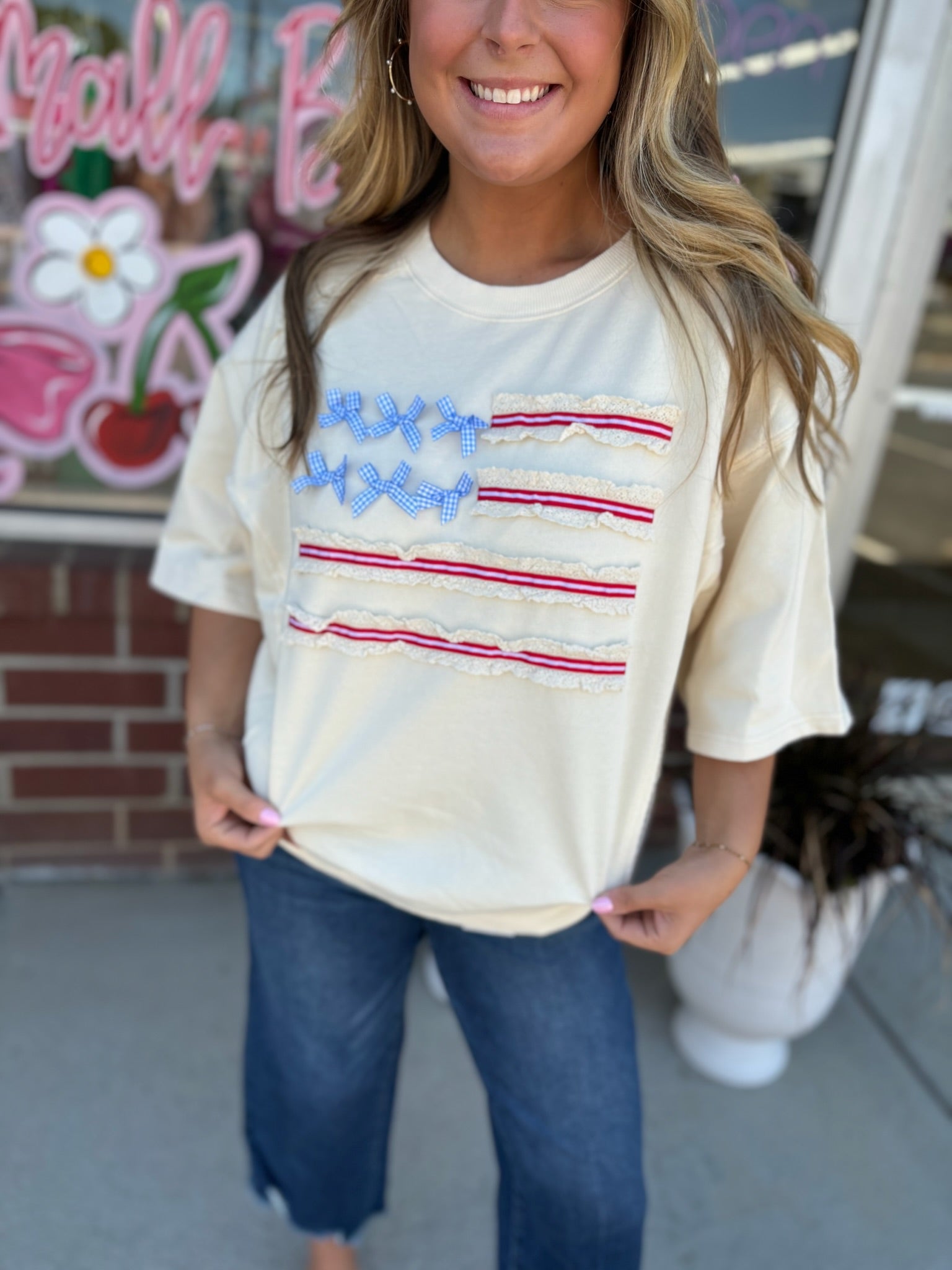 American Flag Washed Terry Pullover