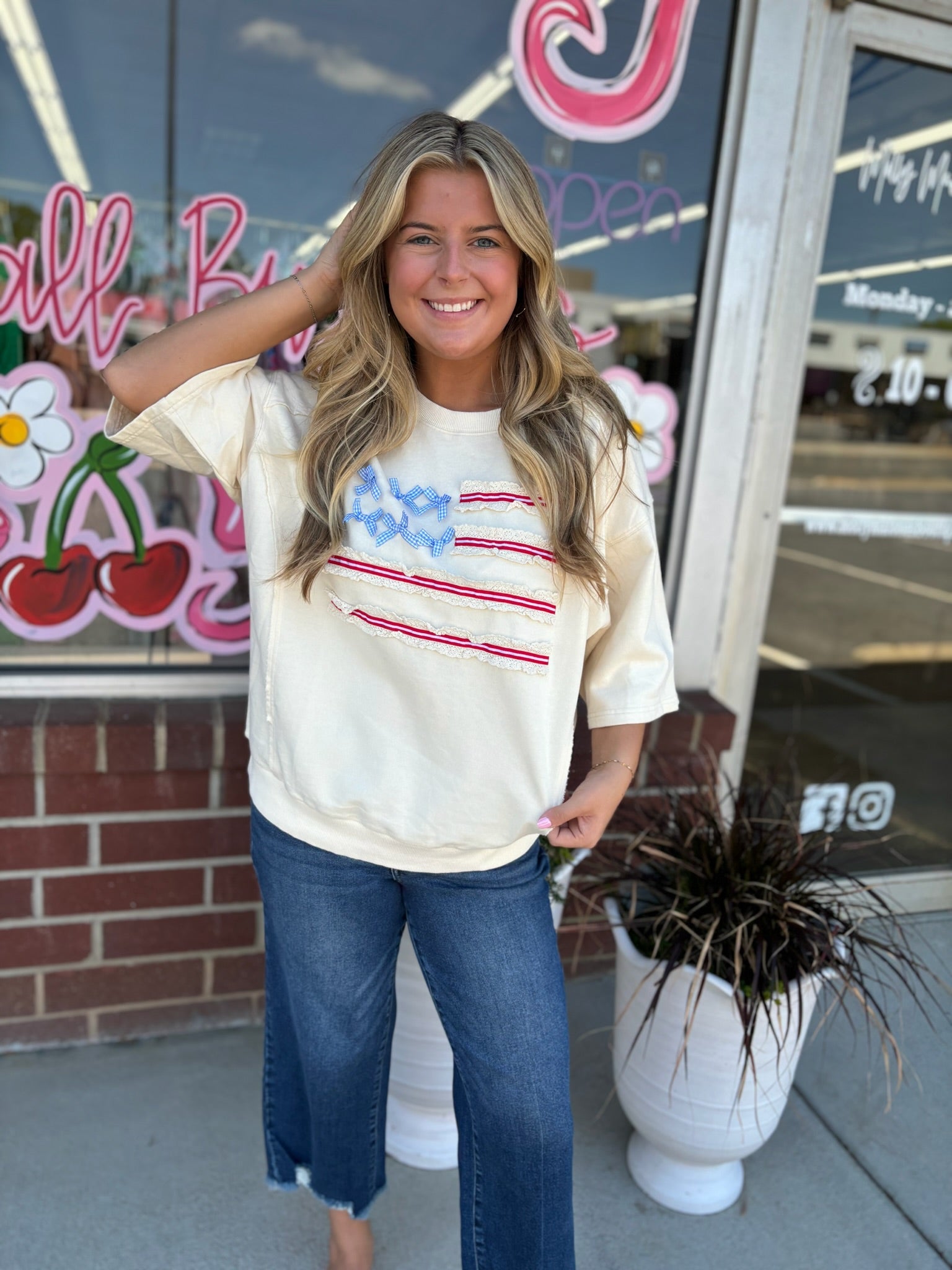 American Flag Washed Terry Pullover