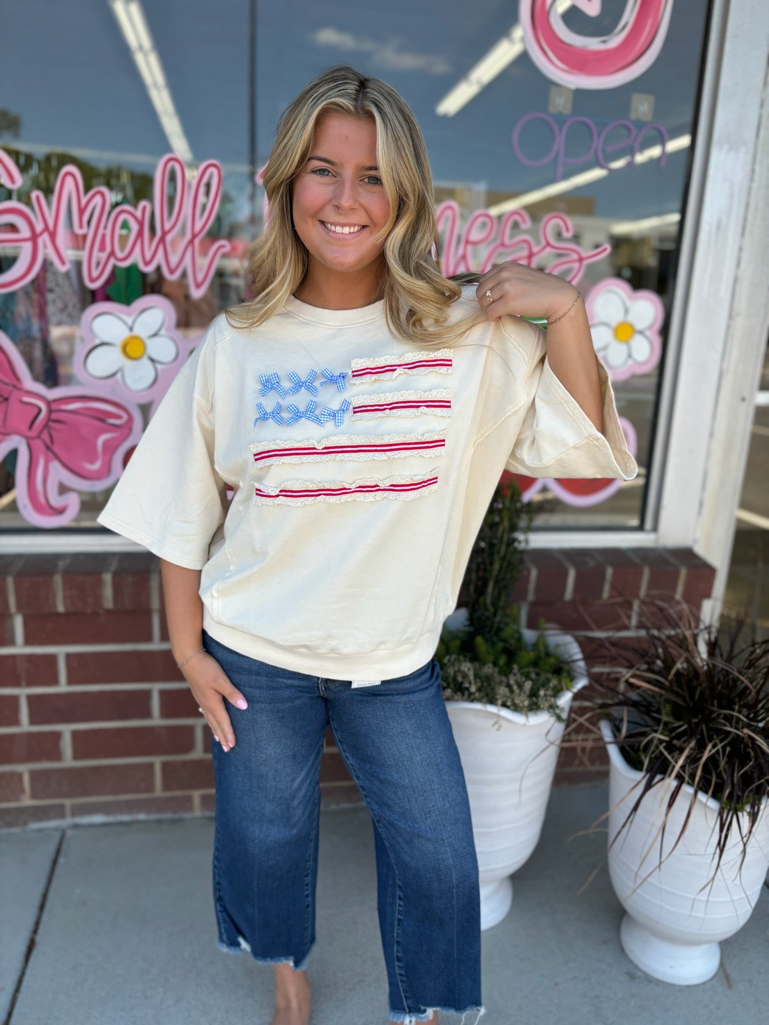 American Flag Washed Terry Pullover