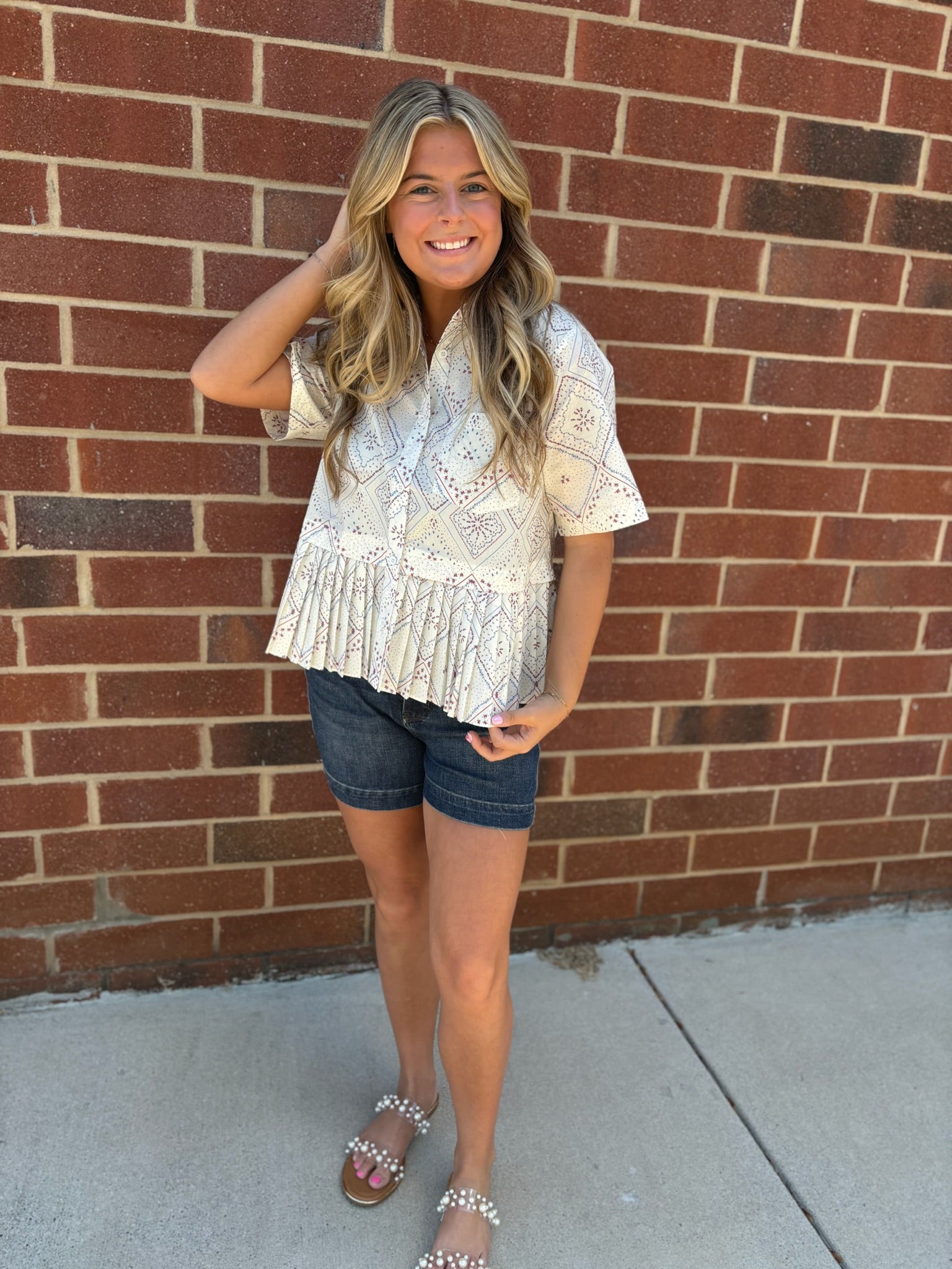 Firework Print Short Sleeve Top for Women