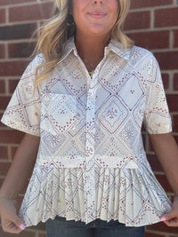 Firework Print Short Sleeve Top for Women