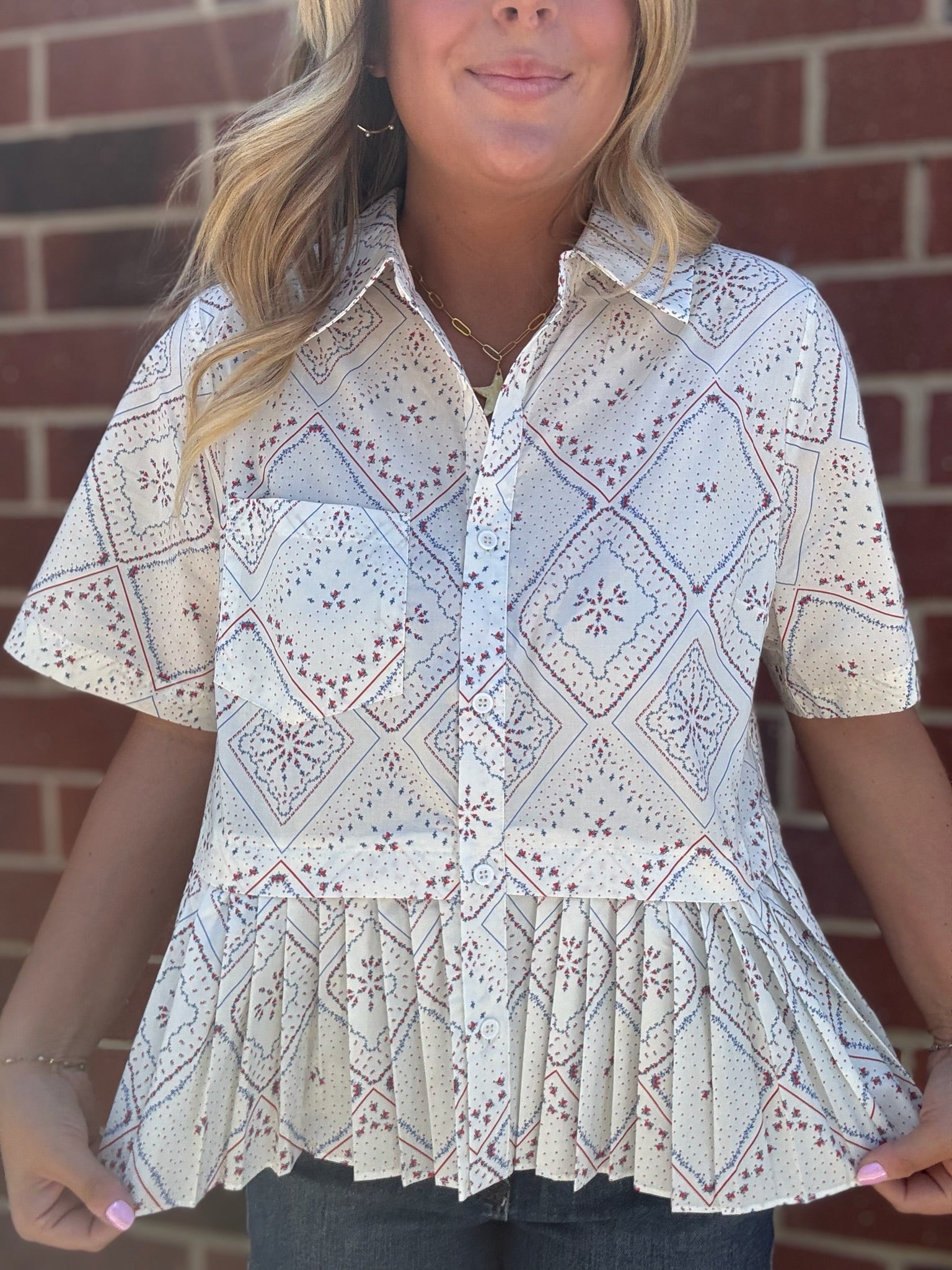 Firework Print Short Sleeve Top for Women