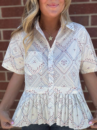 Firework Print Short Sleeve Top for Women