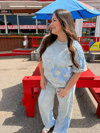 Mineral Washed Floral Denim Tops & Pants *Items Sold Separately