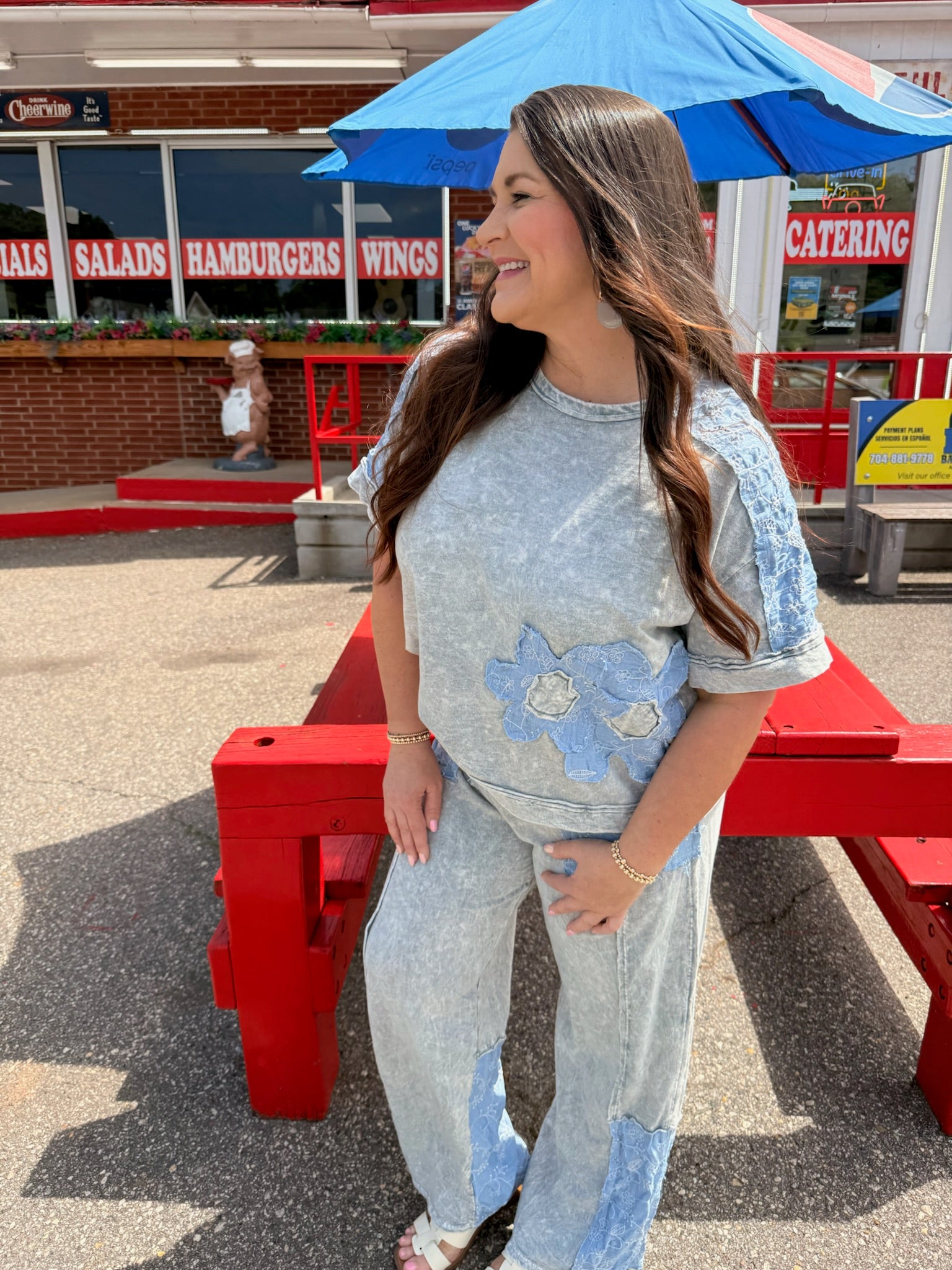 Mineral Washed Floral Denim Tops & Pants *Items Sold Separately