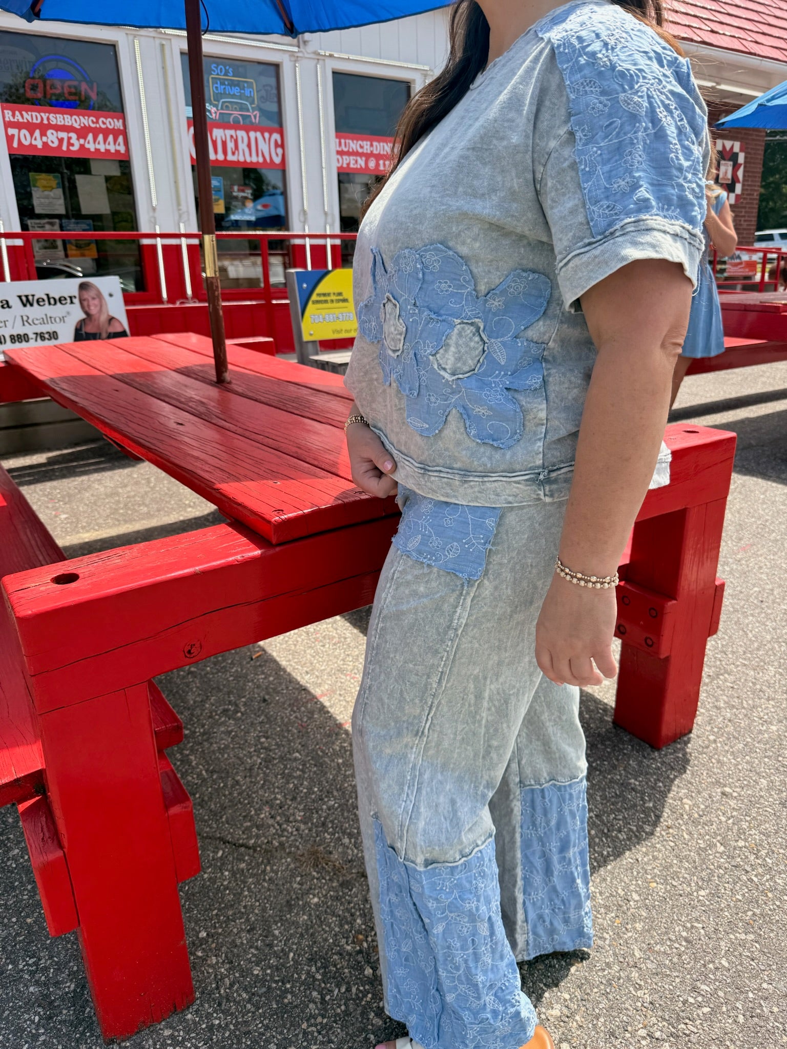 Mineral Washed Floral Denim Tops & Pants *Items Sold Separately