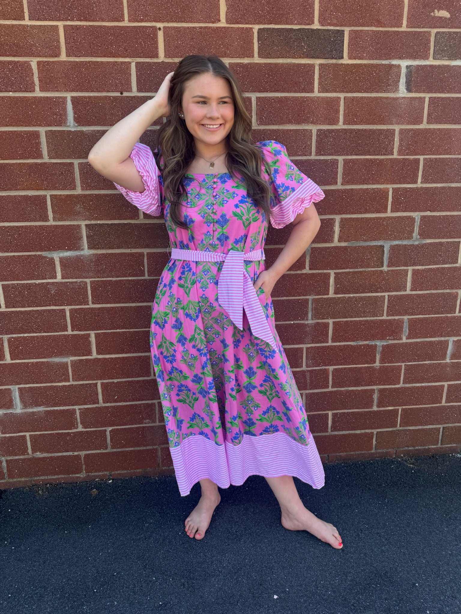 Botanical Print Midi Dress