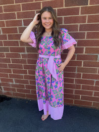 Botanical Print Midi Dress