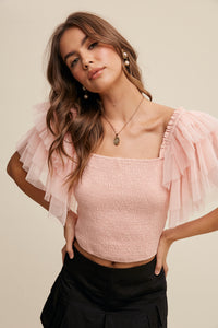 Make A Statement Tulle Ruffle Top