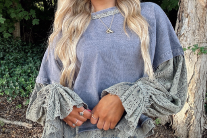navy, puff sleeve, sweater, top, detailed, comfortable, oversized