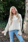 cream, puff sleeve, sweater, top, detailed, comfortable, oversized