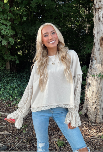 cream, puff sleeve, sweater, top, detailed, comfortable, oversized