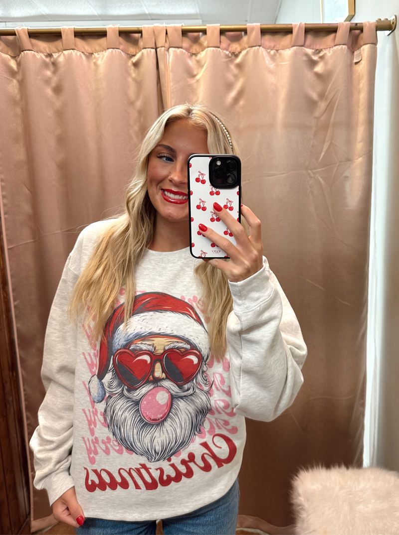 santa clause sweatshirt, santa graphic sweatsirt, holiday sweatshirt, holiday top, graphic sweatshirt