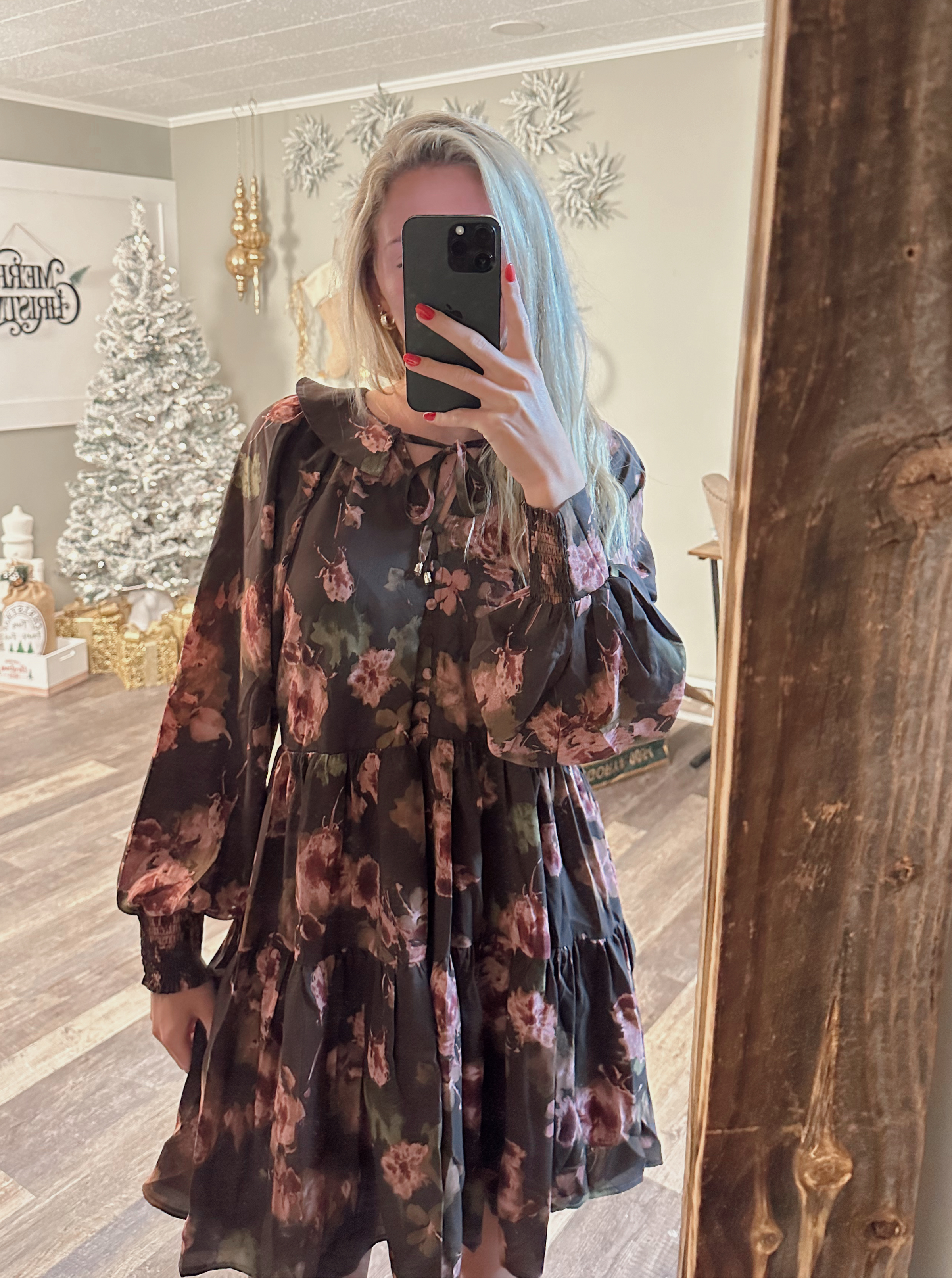 dress, mini dress, fall dress, brown dress, tie front dress, long sleeve dress