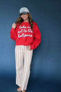 Baseball Stretchy Denim Pants for Women