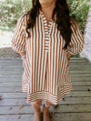 fall dress, entro dress, brown dress, cream dress, brown and cream dress, mini dress, button dress