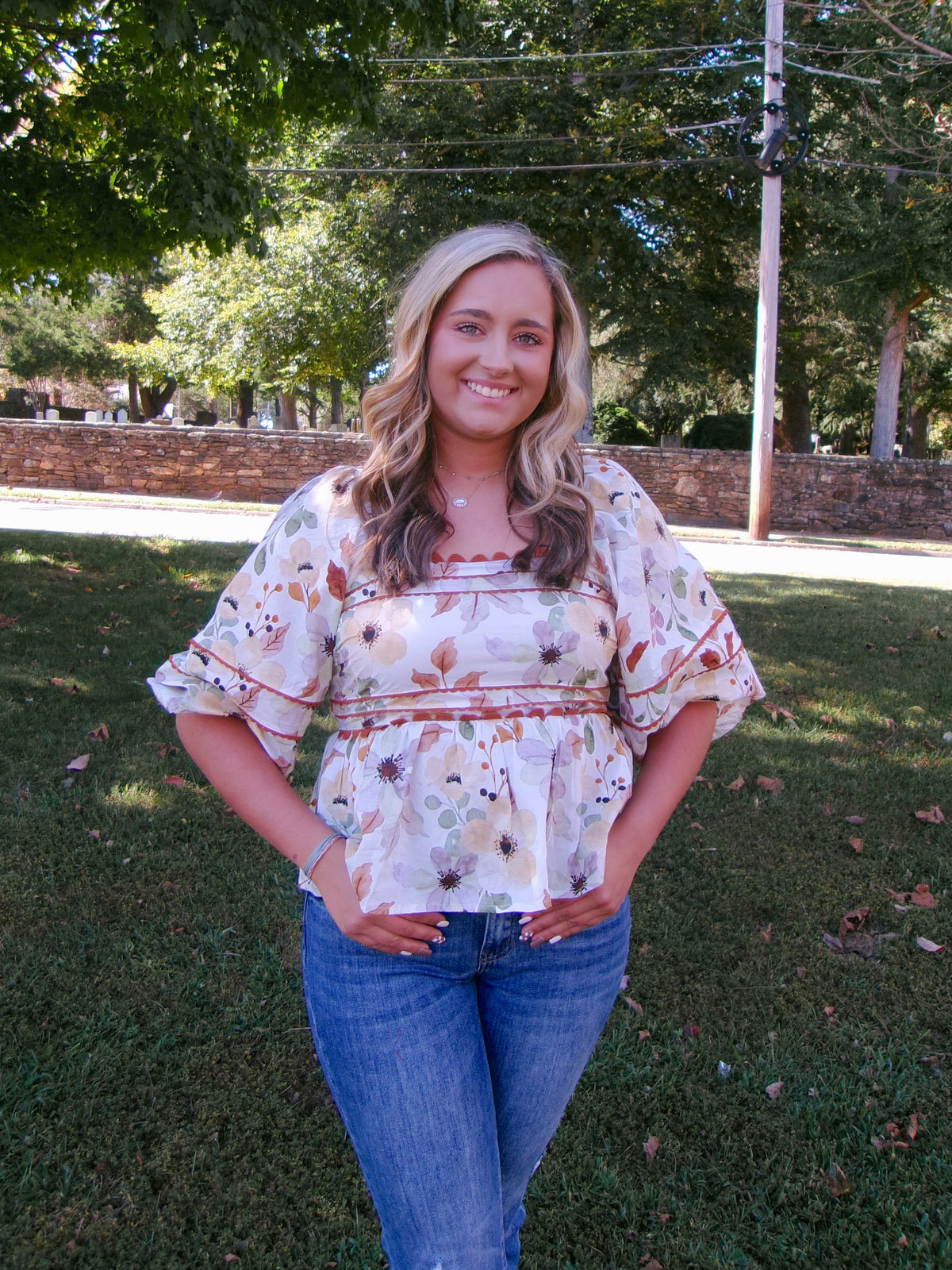 fall top, fall leaves top, short sleeve top, flowy top