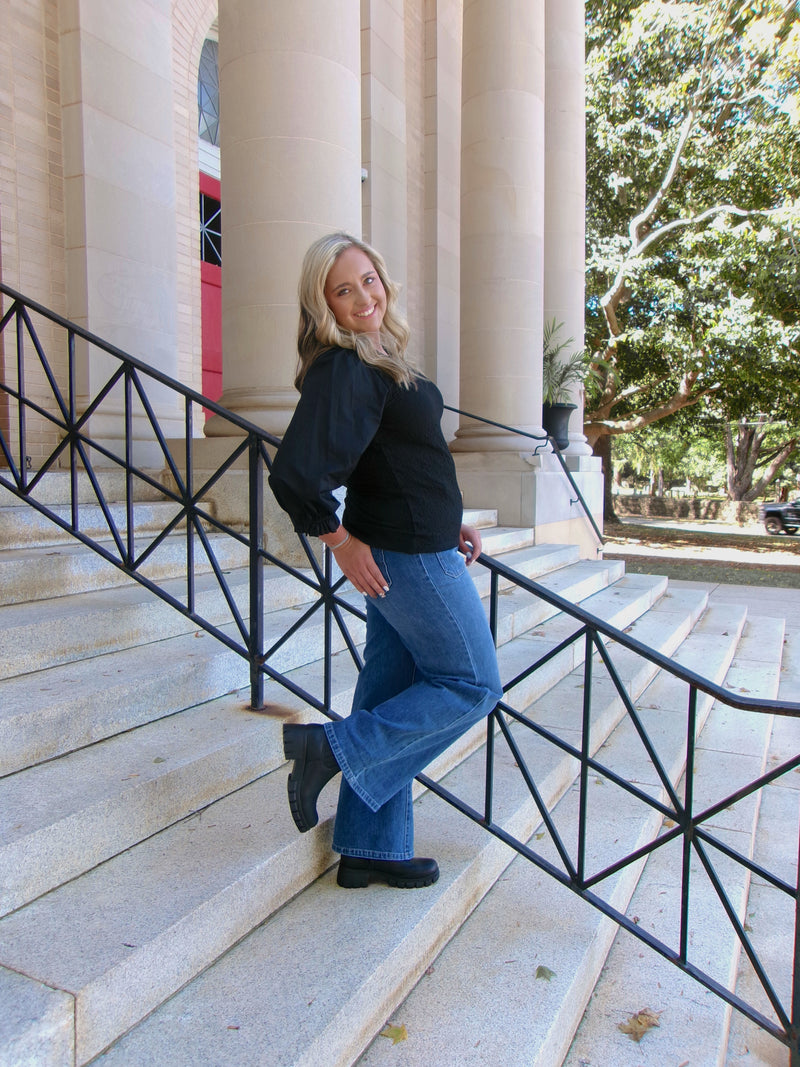 fall top, black top, fall black top, black fall top, long sleeve top. dressy black top