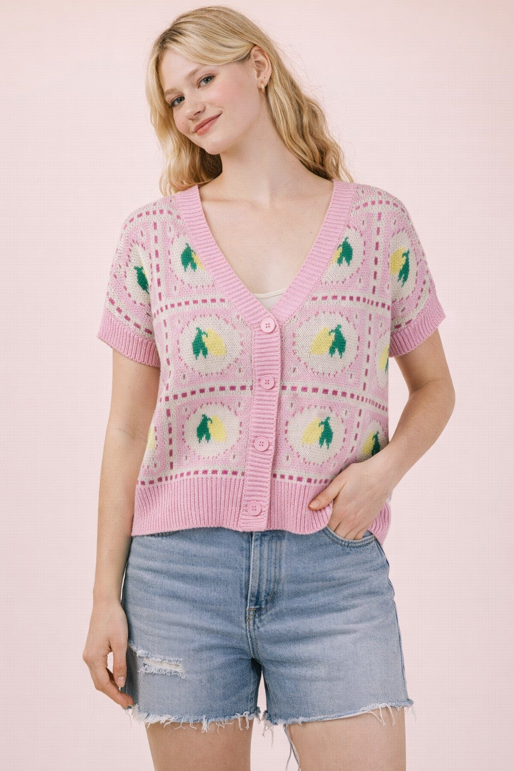 Pink Lemonade Short-Sleeve Sweater