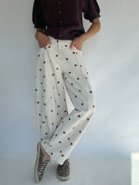 Brown Polka Dot Barrel Pants for Women