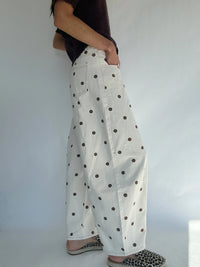 Brown Polka Dot Barrel Pants for Women