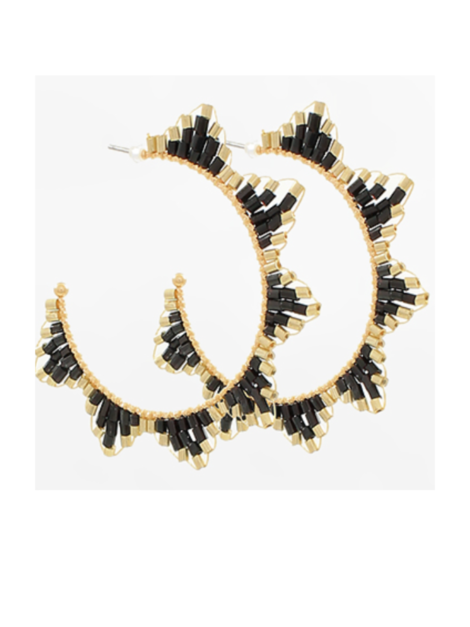 Glass Bead Open Hoop Earrings
