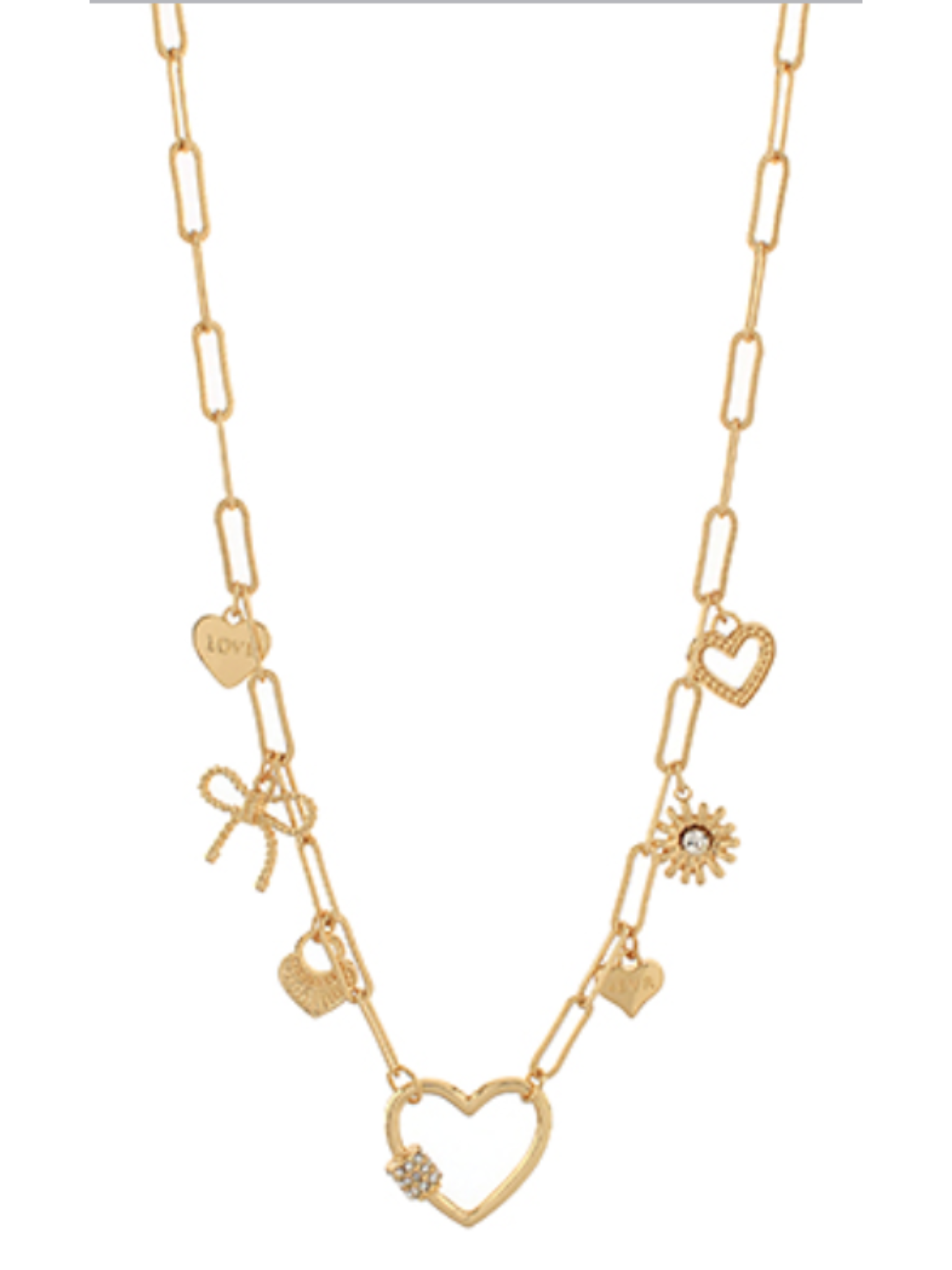 Chain Link Heart Charm Necklace